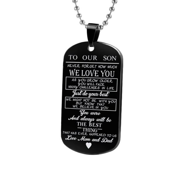 dog tag necklace for son from mom